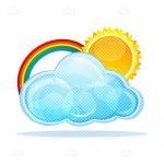 Puffy Cloud with Sun and Rainbow